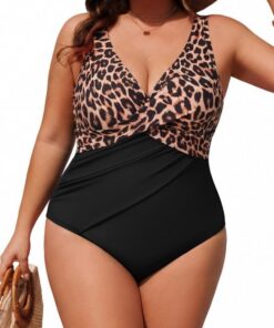 Hanna Nikole Badeanzug Damen Bauchweg Große Größen Push Up Bademode Einteiler Shape Badeanzüge Elegant Badebekleidung Crossover Monokinis Verstellbarer Schwimmanzug Komfortabel Strandmode