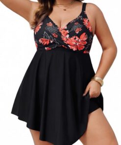 Hanna Nikole Badeanzug Damen Große Größen Bauchweg Badekleid Push Up Bademode Einteiler Strandkleid Crossover Badebekleidung Mit Badeshorts Weiche Schwimmanzug Verstellbarer Strandmode