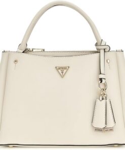GUESS Nastra Multi Comp Satchel Cream White