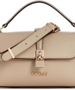 GUESS Queensland Top Handle Flap Bag Simply Taupe