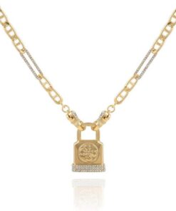 GUESS Statement Logo Lock Anhänger, One Size, Glas, Zirkonia