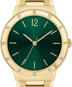 BOSS Analog Quarzuhr für Damen Kollektion Breath mit Goldfarben Edelstahlarmband - 1502649