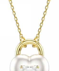 Swarovski Idyllia Anhänger, Verschiedene Schliffe, Herz, Weiß, Goldlegierungsschicht