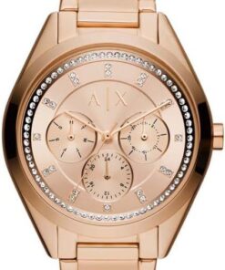 Armani Exchange Watch for Women, Quarz Multifunktionales Uhrwerk und 36 mm Gehäusegröße mit Edelstahl- oder Lederarmband