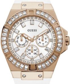 GUESS Damen Armbanduhr Venus 39 mm Strasssteine auf dem Gehäuse Armband Silicone GW0118L4