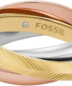 Fossil Damenring Harlow Interlocking Links Edelstahl dreifarbig, JF048079988