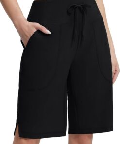 baleaf Badeshorts Damen 28CM, Badehose Bermuda mit Bein Schwimmen UV Hohe Taille Boardshorts Knielang UPF50+ Strand Surfen Sport