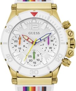 GUESS Damen Armbanduhr Active Life 38 mm Regenbogenarmband und -markierungen Armband Silicone GW0432L1