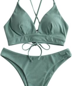 ZAFUL zweiteilig Bikini-Set, Sonnenblumenmuster Frauen drucken Push-Up gepolsterter BH Beach Bikini Set Triangle Badehose
