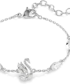 Swarovski Swan Armband, Mischschliff, Schwan, Weiß, Rhodiniert