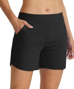 WILLIT Badeshorts Damen Badehose Schwimmhose Boardshorts Schnell Trocknende Bikini Shorts mit Taschen Innenfutter 5 Zoll