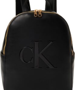 Calvin Klein Damen Rucksack Bold Ck mit Reißverschluss, Schwarz (Black), Einheitsgröße