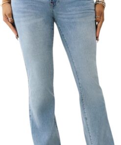 True Religion Damen Becca Single Needle Mid Rise Bootcut Jeans