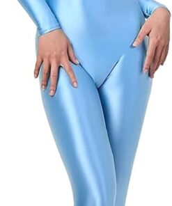 200D blickdichter Einteiler Badeanzug High Stretch Glänzender Body Reißverschluss Rücken