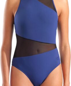 Arena Damen Arena Feel Women's Mesh Panels Angle Vent Back Sporty Ladies Bathing Swimsuit Badeanzug (1er Pack)