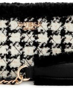 GUESS Damen Cristi Top Zip Crossbody Schulterriemen, Schwarz/Mehrfarbig, Einheitsgröße