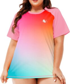 Damen UV Shirt Übergröße Badeshirt Kurzarm Rash Guard Schnelltrocknend Schwimmshirt