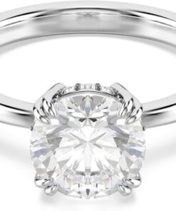 Swarovski Stilla Kollektion Cocktailring, Rundschliff, Weiß, Silberfarbenes Finish
