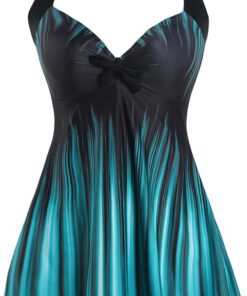 Damen Einteiler Badekleid Blumen Muster Gepolstert Badeanzug mit Shorts Große Größen Bademode