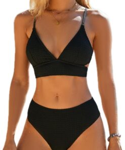 CUPSHE Damen Bikini Set V Ausschnitt Triangel Breites Mid Waist