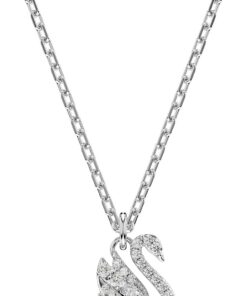 Swarovski Swan Anhänger, Mischschliff, Schwan, Weiß, Rhodiniert