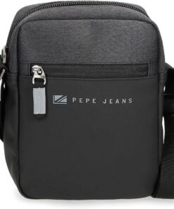 Pepe Jeans Jarvis Umhängetasche, mittelgroß, Schwarz, 17 x 22 x 6 cm, Polyester mit Details aus Kunstleder