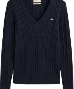 Gant Damen Stretch Cotton Cable V-Neck Pullover