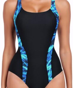 Badeanzug Damen Sport mit Cups Einteilige Bademode Shape Badeanzug Damen Bauchweg
