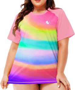 Damen UV Shirt Übergröße Badeshirt Kurzarm Rash Guard Schnelltrocknend Schwimmshirt