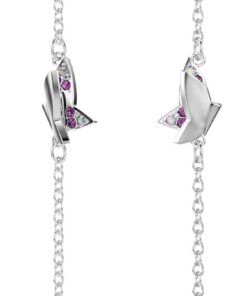 Swarovski Idyllia Ohrringe, Rundschliff, Schmetterling, Lila, Rhodiniert