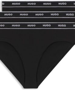 HUGO Damen Triplet Brief Stripe Dreierpack Slips aus Stretch-Baumwolle mit Logo-Bund