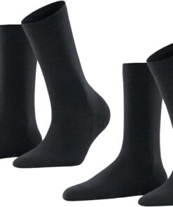 FALKE Damen Softmerino 2-Pack Socken atmungsaktive klimaregulierende geruchshemmende Wolle Baumwolle verstärkt flache Naht für druckfreie Fußspitze einfarbig Business Alltag Multipack 2 Paar