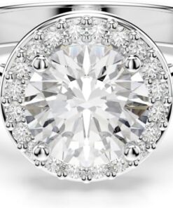 Swarovski Una Angelic Kollektion Ring, Rundschliff, Weiß, Silberfarbenes Finish
