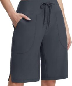 baleaf Badeshorts Damen 28CM, Badehose Bermuda mit Bein Schwimmen UV Hohe Taille Boardshorts Knielang UPF50+ Strand Surfen Sport