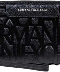 Armani Exchange Women's Essential, Liz, Pebble, Embossed Logo, Travel Accessory- Travel Wallet, Black