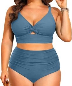 CheChury Damen Bikini Set Hohe Taille Bauch Weg Badeanzug Zweiteilig Sexy V Ausschnitt Push Up Bademode Grosse Grössen Bikini Zweiteiliger Große Größen Badeanzüge High Waist Bikinis Frauen Swimsuit
