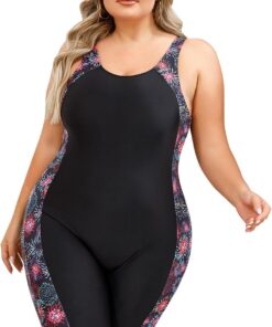 Odizli Badeanzug Damen Große Größe Kurzarm/Ärmellos Blumen Druck Kurz Rashguard Bademode Surfanzug