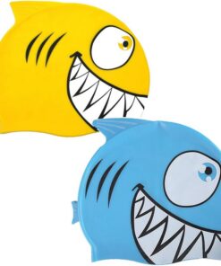 Haifisch Badekappe 2 Stück Silikon Für Kinder Jungen Mädchen | Schwimmmütze Aus Reinem Silikon,Bademütze,Weniger Verrutschen,Weich,Für Kids, Bequem,Langlebig,Schwimmbad,Freibad,Schwimmkurs