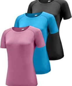 Damen 3er Pack Langarmshirt T-Shirts, UPF 50+ Sonnenschutz Schnelltrocknend Funktionsshirt Laufshirts, Atmungsaktiv Langarm Sportshirt Gym Yoga Running Top Freizeitshirt Workout Fitness Oberteil