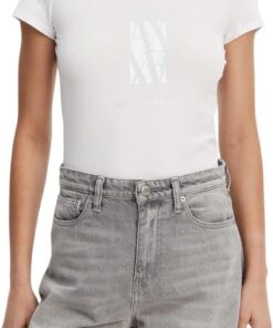 Armani Exchange Damen Arte Sella, Foil Monogram Logo T-Shirt
