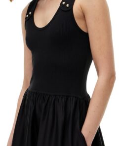 Tommy Hilfiger Damen 5x2 Rib Mix Media Dress Ww0ww49939 Ausgestelltes Kleid (1er Pack)