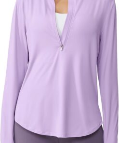 G4Free Sport Shirts für Damen Langarmshirts UPF 50+ Sonnenschutz Shirt mit Halber Reißverschluss UV Schutz Sport Bluse Leichte Schnell Trocknende Rashguards Wandershirt