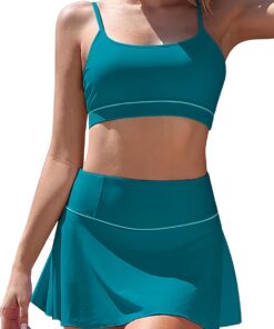 SHEKINI Damen Bauchkontrolle Bikini Sets U-Ausschnitt Badeanzug High Waisted Swim Rock