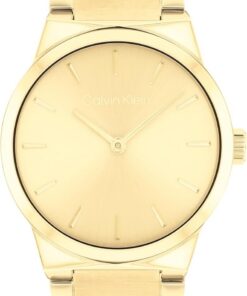 Calvin Klein 2-Zeiger-Quarzwerk-Uhr für Damen Kollektion CK LINEAR Elegance mit Zweifarbigem Edelstahlarmband - Erhältlich mit Grünem, Goldenem oder Silbernem Zifferblatt