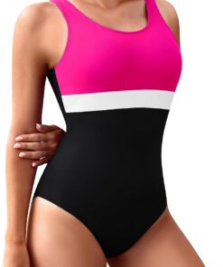 Sport Badeanzug Damen Bauchweg U-Förmiger Offener Rücken Schwimmanzug Mode-Farbblockierung One Pieces Professionelle Schwimmbekleidung