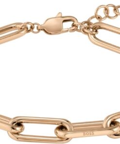 BOSS Jewelry Damen Kollektion TESSA – Edelstahl mit Roségold-Beschichtung: Gliederarmband, Ohrstecker und Halskette