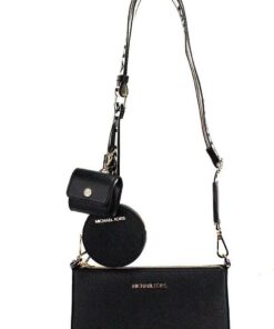 Michael Kors Jet Set Umhängetasche, Leder, Schwarz, Schwarz, Medium, 35R3GM9M1L
