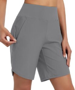 baleaf Damen 9" Badeshorts lang Schwimmen Boardshorts Reißverschlusstaschen Badehose Schnell Trocknend Schwimmhose UPF50+ UVA Bermudashorts Knielang