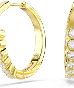 Swarovski Mesmera Creolen, Mischschliff, Weiß, 18 Karat Vergoldet