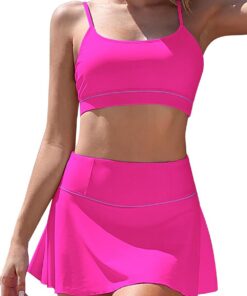 SHEKINI Damen Bauchkontrolle Bikini Sets U-Ausschnitt Badeanzug High Waisted Swim Rock